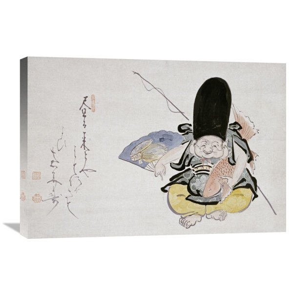 Global Gallery 'Ebisu Dancing with a Poem. Hanging Scroll' by Hakuin Ekaku Painting Print on